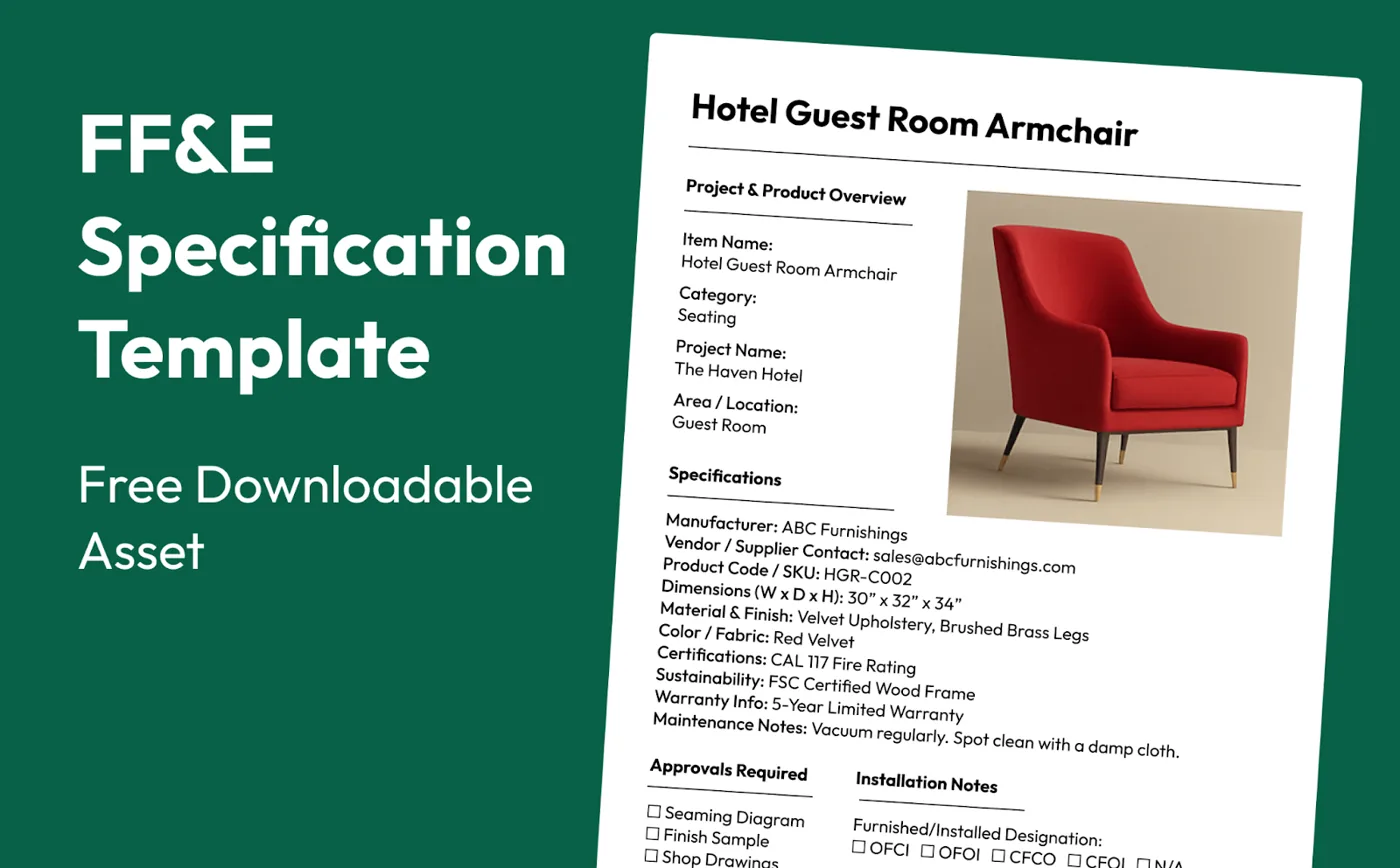 A downloadable FF&E Specification Template
